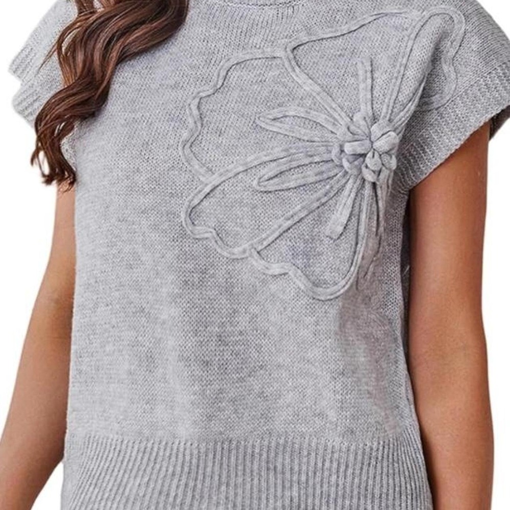 Women's Floral Knitted Pullover Vest Top Sleeveless Pullover Sweater Vest